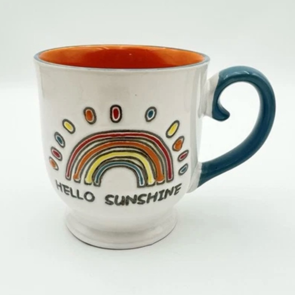 HELLO SUNSHINE 17 Oz Coffee Tea Mug Cup Spring Colorful Rainbow - Picture 2 of 9